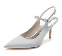 Decolleté Donna Tacco Alto 8,5 cm, Punta Stretta con Cinturino Regolabile alla Caviglia, Slip-on Aperto sul Retro, Primavera Estate Ufficio Sera,I,35