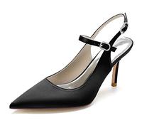 Decolleté Donna Tacco Alto 8,5 cm, Punta Stretta con Cinturino Regolabile alla Caviglia, Slip-on Aperto sul Retro, Primavera Estate Ufficio Sera,C,42