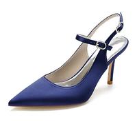 Decolleté Donna Tacco Alto 8,5 cm, Punta Stretta con Cinturino Regolabile alla Caviglia, Slip-on Aperto sul Retro, Primavera Estate Ufficio Sera,F,39
