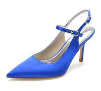 Decolleté Donna Tacco Alto 8,5 cm, Punta Stretta con Cinturino Regolabile alla Caviglia, Slip-on Aperto sul Retro, Primavera Estate Ufficio Sera,A,36
