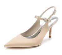 Decolleté Donna Tacco Alto 8,5 cm, Punta Stretta con Cinturino Regolabile alla Caviglia, Slip-on Aperto sul Retro, Primavera Estate Ufficio Sera,G,42