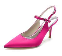Decolleté Donna Tacco Alto 8,5 cm, Punta Stretta con Cinturino Regolabile alla Caviglia, Slip-on Aperto sul Retro, Primavera Estate Ufficio Sera,E,36