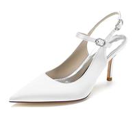 Decolleté Donna Tacco Alto 8,5 cm, Punta Stretta con Cinturino Regolabile alla Caviglia, Slip-on Aperto sul Retro, Primavera Estate Ufficio Sera,B,39