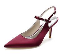 Decolleté Donna Tacco Alto 8,5 cm, Punta Stretta con Cinturino Regolabile alla Caviglia, Slip-on Aperto sul Retro, Primavera Estate Ufficio Sera,D,40