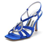 Décolleté Donna Tacco Alto Punta Aperto Sandali da Matrimonio con Strass Slingback Correa en El Tobillo Cinturino Scarpe da Sposa,Blu,38 EU