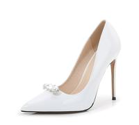 Décolleté Eleganti da Damigella d'Onore da Donna - Tacchi a Spillo Comfort da 12 cm - per L'Ufficio Quotidiano, Il Matrimonio, la Discoteca, Le Prestazioni di trascinamento,Bianca,40 EU