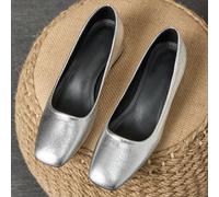 Décolleté eleganti da donna con punta quadrata e tacco alto 3cm, di colore argento versatile, di alta moda, casual e adatti per feste, con design slip-on CN36,CN37,CN38,CN39,CN40,CN41,CN42,CN43,CN44Ge