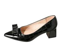 Décolleté Eleganti Punta a Punta Tacco Medio Largo con Fiocco Scarpe Gala per Serate ed Eventi Formali Pelle PU,Nero,36 EU