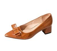 Décolleté Eleganti Punta a Punta Tacco Medio Largo con Fiocco Scarpe Gala per Serate ed Eventi Formali Pelle PU,Caramel,41 EU