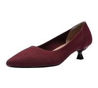 Décolleté in Maglia con Fondo Morbido con Tacco Gattino da Donna,Scarpe A Punta Comode con Tacco Basso alla Moda,Décolleté Classici per Abiti da Cerimonia Nuziale in Maglia,Burgundy,39 EU