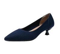 Décolleté in Maglia con Fondo Morbido con Tacco Gattino da Donna,Scarpe A Punta Comode con Tacco Basso alla Moda,Décolleté Classici per Abiti da Cerimonia Nuziale in Maglia,Blu,39 EU