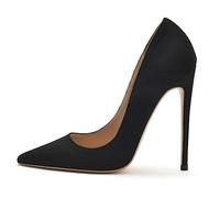 Décolleté in Pelle Scamosciata da Donna con Tacco Alto Tacchi a Punta Chiusi Tacchi a Spillo Scarpe da Sposa Sexy con Tacco per la Sposa Tacchi da 12 cm / 4,7 ",Nero,41