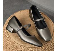 Décolleté Mary Jane con punta quadrata e tacco da 3cm, adatti per lavoro, pendolarismo, eventi e stile vintage, neri, scarpe casual con tomaia in tessuto kaki CN36,CN37,CN38,CN39,CN40,CN41,CN42,CN43,C