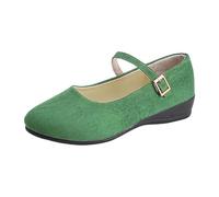 Décolleté Mary Jane da donna con cinturino alla caviglia e tacco a blocco, eleganti scarpe per il tempo libero in pelle scamosciata, colore arancione, look femminile per tutti i giorni per l'ufficio e