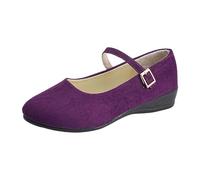 Décolleté Mary Jane da donna con cinturino alla caviglia e tacco a blocco, eleganti scarpe per il tempo libero in pelle scamosciata, colore arancione, look femminile per tutti i giorni per l'ufficio e