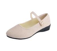 Décolleté Mary Jane da donna con cinturino alla caviglia e tacco a blocco, eleganti scarpe per il tempo libero in pelle scamosciata, colore arancione, look femminile per tutti i giorni per l'ufficio e
