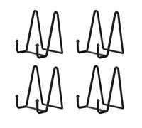 Decolore 4 pezzi da 4,5 pollici nero espositore portapiatti in metallo espositore per quadri piatti decorativi libri foto cavalletto lavoro artistico