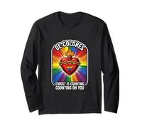 DeColores Cursillo Rainbow Rooster Cattolico Maglia a Manica