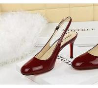 Decolte Slingback Donna Bordeaux Vernice Tacco 8 cm Eleganti da Sera P4N8T