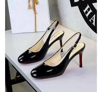 Decolte Slingback Donna Nere Vernice Tacco 8 cm Eleganti Cerimonia Chic P4N8T