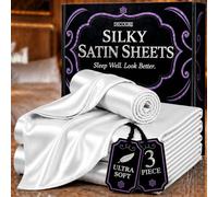 DECOLURE Set di lenzuola (3 pezzi) in raso per letto singolo, setose e lussuosamente morbide, con tasca profonda 38,1 cm, simile alle lenzuola in seta, con doppia cucitura, senza pieghe, colore: