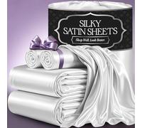 DECOLURE Set di lenzuola in raso, per letto matrimoniale, 4 pezzi, in raso setoso e lussuosamente morbido, con tasca profonda 38,1 cm, simile alle lenzuola di seta, con doppia cucitura, senza pieghe,