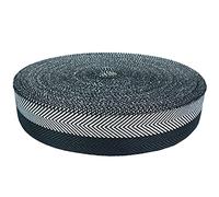 DecoMeister Nastro Bordatura Tappeti Termoadesivo 4cm x 20m - Striscia di Sbieco a Spina di Pesce - Bordo per Riparazione Moquette e Fai da Te Senza Cuciture, Poliestere Resistente - Nero/Grigio