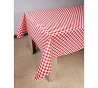 DecoMeister Tovaglia plastificata 140x160 cm | Tovaglia antimacchia in PVC idrorepellente | Copritavolo impermeabile per esterno, giardino e cucina resistente alle intemperie | Quadretti Rossi