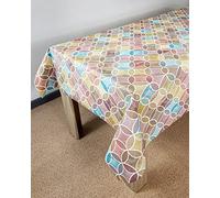 DecoMeister Tovaglia plastificata 140x190 cm | Tovaglia antimacchia in PVC idrorepellente | Copritavolo impermeabile per esterno, giardino e cucina resistente alle intemperie | Cerchi Colorati