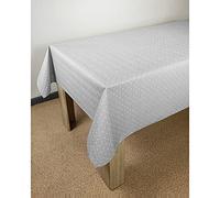 DecoMeister Tovaglia plastificata 140x250 cm | Tovaglia antimacchia in PVC idrorepellente | Copritavolo impermeabile per esterno, giardino e cucina resistente alle intemperie | Grigio Pois Bianchi