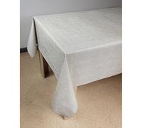 DecoMeister Tovaglia plastificata 140x300 cm | Tovaglia antimacchia in PVC idrorepellente | Copritavolo impermeabile per esterno, giardino e cucina resistente alle intemperie | Lino Grigio