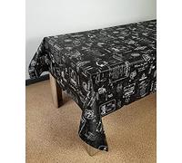 DecoMeister Tovaglia plastificata 140x40 cm | Tovaglia antimacchia in PVC idrorepellente | Tovaglia per esterno impermeabile per giardino e cucina | Tovaglia resistente alle intemperie | Bistrot Nero