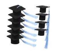 DECOMELODY 10 pezzi Mini Cappelli Laurea con Nappa Azzurri Decorazioni Torta e Cupcake per Festa di Laurea Topper Diploma per Dolci e Bottiglie Addobbi Eleganti per Party Graduation