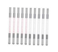 DECOMELODY 10 pezzi Penne Microblading per Sopracciglia Doppia Punta con Decorazione Cristallo Strumenti Tattoo Sopracciglia Facili da Usare per Principianti e Professionisti Bianco e Rosa