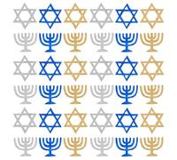 DECOMELODY 100 pezzi Confetti Decorativi Hanukkah in Carta Glitterata con Sei Punte e Candelabro Decorazione Tavolo Festa Luminosa Resistente e Scintillante per Cerimonie
