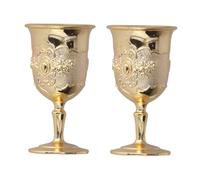 DECOMELODY 2 pezzi Calici da Vino Retrò in Metallo Dorato Coppe Eleganti Stile Vintage per Feste e Uso Domestico Design Antiscivolo e Resistente alla Ruggine per Regalo