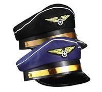 DECOMELODY 2 pezzi Cappello Stewardess Cosplay in Poliestere Cappello Capitano Pilota Airplane Hostess per Performance e Party Tema