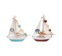 DECOMELODY 2 Pezzi Modelli Barche Vela in Legno Vintage Decorazione Marittima da Tavolo Stile con Dettagli Artigianali Ornamento Robusto e Raffinato per Ufficio e Soggiorno