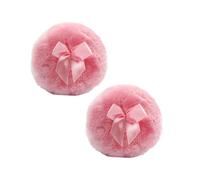 DECOMELODY 2 pezzi Piumino per polvere ultra delicato per corpo e viso Puff trucco compatto e resistente Adatto per polvere lunga tenuta e cura delicata bebè colore rosa con nodo