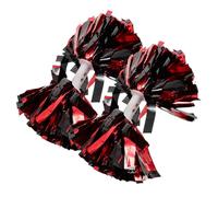 DECOMELODY 2 Pezzi Pom Pom Cheerleader Rosso e Nero Metallici Pompom da Cheer Squad Mani Facili da Impugnare Accessori Resistente per Danza e Competizioni Bambine e Ragazze