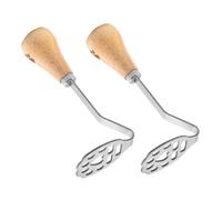 DECOMELODY 2 pezzi Schiacciapatate Manuale in Acciaio con Manico in Legno Utensile da Cucina per Verdure e Pressa per Purè Facile da Ergonomico e Resistente
