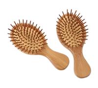 DECOMELODY 2 pezzi Spazzola in Bambù con Massaggio Capillare Antistatico Pettine Massaggiante Ergonomico per Stimolazione Cute Naturali Adatto Tutti i Tipi