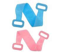 DECOMELODY 2 pezzi Spugna Silicone Doppia Faccia Esfoliante Bagno Spazzola Doccia Lunga con per Schiena Pulizia Profonda Pori e Rimozione Cellule Morte Blu e Rosa