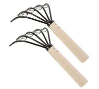 DECOMELODY 2pezzi Rastrello Per Scavo Da Spiaggia Rete e Artiglio in Acciaio Al Carbonio Manico Ergonomico in Legno