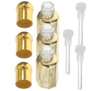DECOMELODY 3 pezzi Flaconi Roll Ricaricabili in Vetro con Sfere Lisce Dorate per Oli Essenziali Profumi e Cosmetici da Viaggio Design Spreco e Portatile per e Corpo