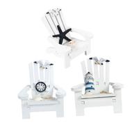 DECOMELODY 3 pezzi Mini Sedie da Spiaggia in Legno Decorativo in Stile Mediterraneo per Casa Ufficio e Giardino Ornamentali Sicure per Casa delle Bambole e Arredamento Paesaggistico