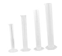 DECOMELODY 4 Pezzi Cilindri Graduati in Plastica Trasparente Capacità Base Esagonale Antiribaltamento Resistenti Tacche Misurazione Precise per Scuola