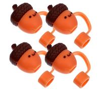 DECOMELODY 4 Pezzi Tappi Cannuccia in Silicone Riutilizzabili Copri Cannuccia Antipolvere Leggeri e Portatili con Design Cartoon per Borracce e Bubble Tea Facili da Usare e Trasportare