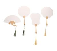 DECOMELODY 4 Pezzi Ventagli di Carta Vuoti per DIY Ventagli da Mano in Carta e Forma Mini Ventaglio Rotondo a Otto Lobi e Banana per Pittura e Decorazione Creativa