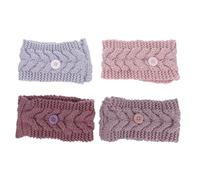 DECOMELODY 4pezzi Fascia Lavorata a Maglia Con Bottoni Per Capelli Realizzate in Lana Elasticizzata, Resistenti e Comode